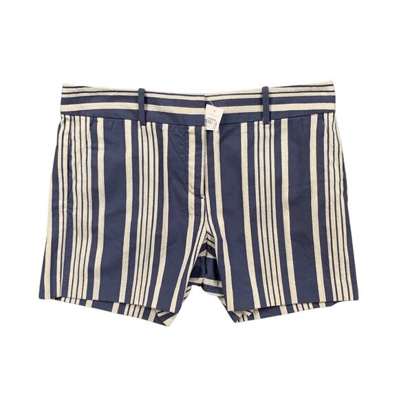 Ann Taylor Shorts Womens 8 Blue Snow Signature Mid Rise Striped Zip Fly Pocket - Picture 1 of 12